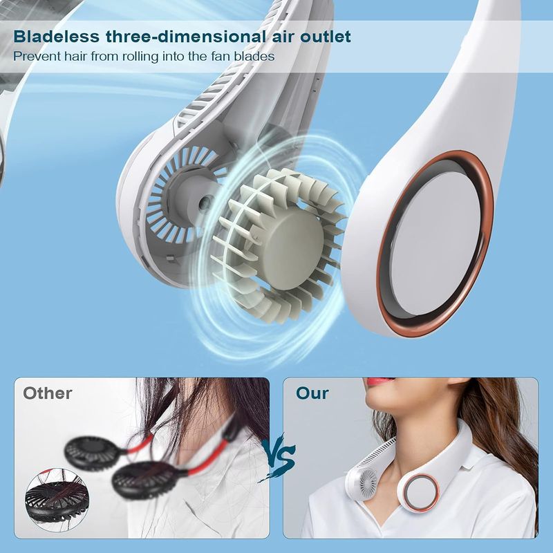 Mini Spor Şarjlı Seyahat Bıçaksız Hediye Fanı Kullanışlı Şarj Edilebilir Boyun Fanı_voghion.com