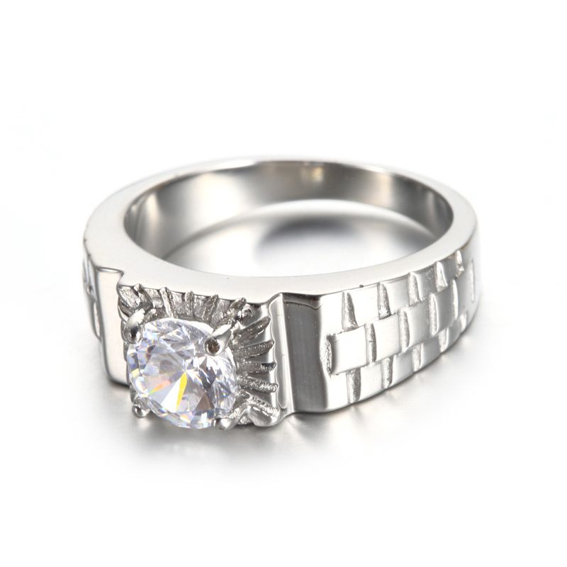 Anello da uomo hip-hop in acciaio al titanio semplice, placcato in oro inossidabile e tempestato di diamanti_voghion.com