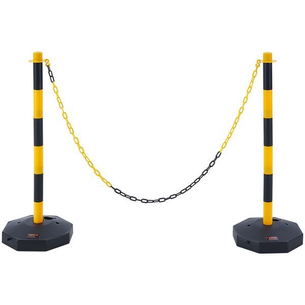 Adjustable Traffic Delineator Post Cones, 2 Pack, Traffic Safety Delineator Barrier With Fillable Base 8FT Chain, For Traffic Control Warning Parki_voghion.com