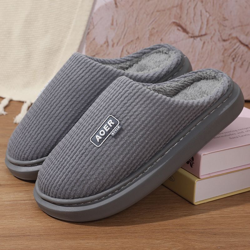 Cotone da donna, autunno e inverno 2025, nuove scarpe da casa con suola spessa per interni, paio di pantofole morbide da uomo_voghion.com