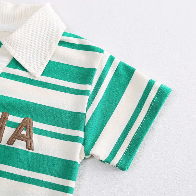 Barnkläder, pojkkostym, 1 år 1,5 år gammal, 3 till 4 pojkar, bokstäver, kortärmade, sommarkläder för 2 barn_voghion.com