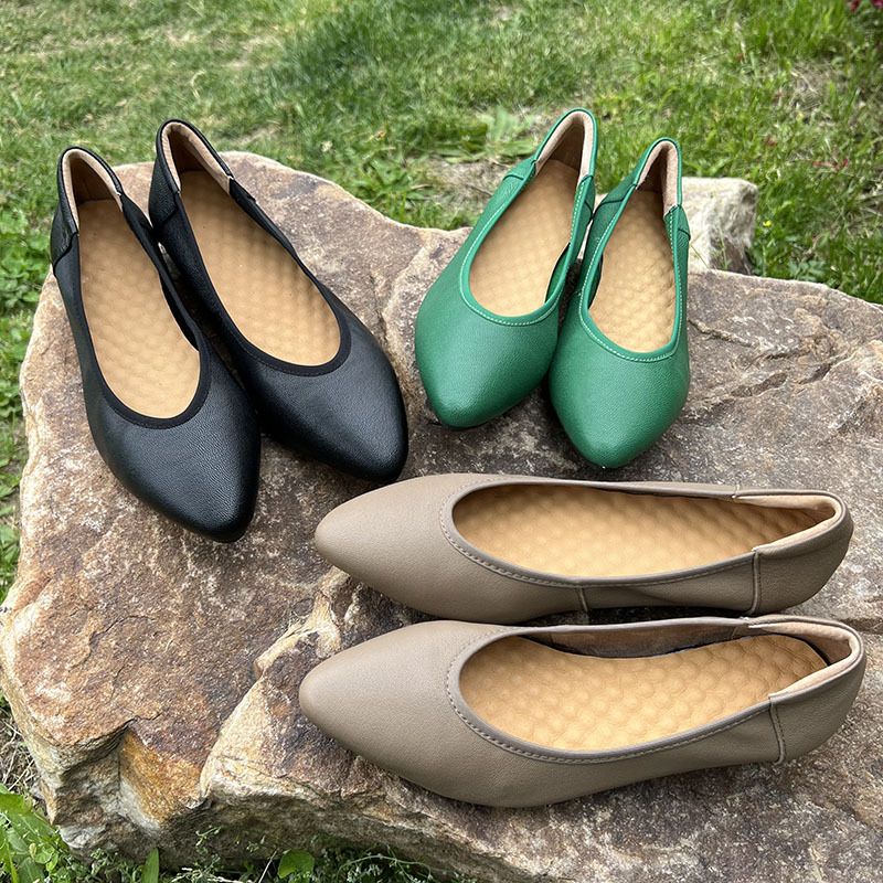 2024 Schaffell Einzelnen Casual Künstlerische Flachen Mund Echtes Leder Slip-On Elegante Mode Frauen Schuhe Bequem_voghion.com