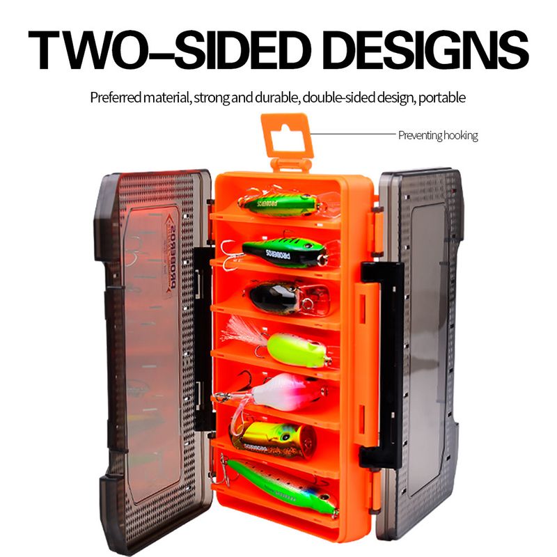Señuelo de doble capa de madera para camarones y pececillos, lápiz de plástico para almacenamiento de cebos, juego de doble cara, caja de equipo de pesca de PP_voghion.com
