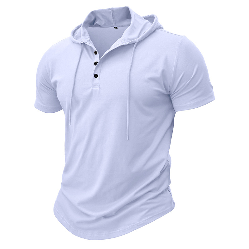 T-shirt à manches courtes pour hommes, sport et fitness, haut à capuche, chemise American Henry_voghion.com
