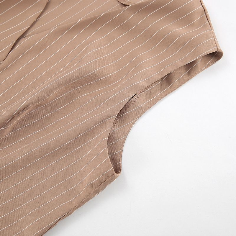 Sexy Temperament breiter Schultergurt V-Ausschnitt ärmellose Weste mittlere Taille schmale Hose mit weitem Bein zweiteiliger Freizeitanzug_voghion.com