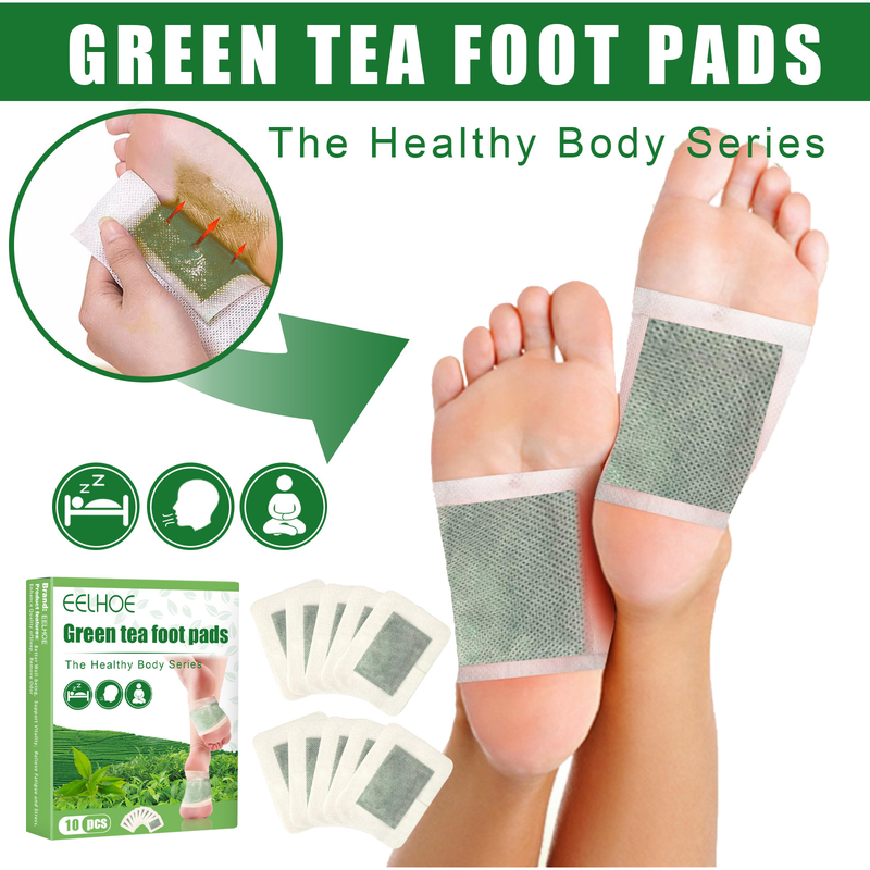 Green Tea Beautiful Foot Patch Improves Sleep Quality, Relieves Muscle Tension, Body Pressure, and Foot Care Patch_voghion.com