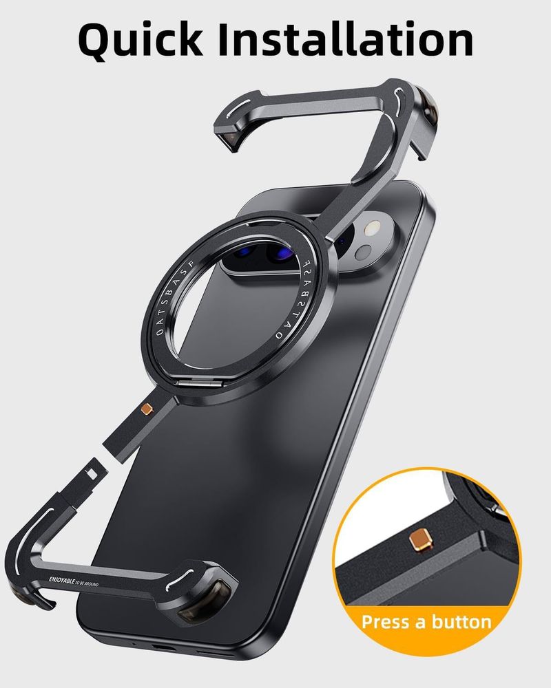 Applicable To Google Pixel 9/9Pro/9proXL Protective Case, Metal Hollow Magnetic Rotating Bracket Mobile Phone Case_voghion.com