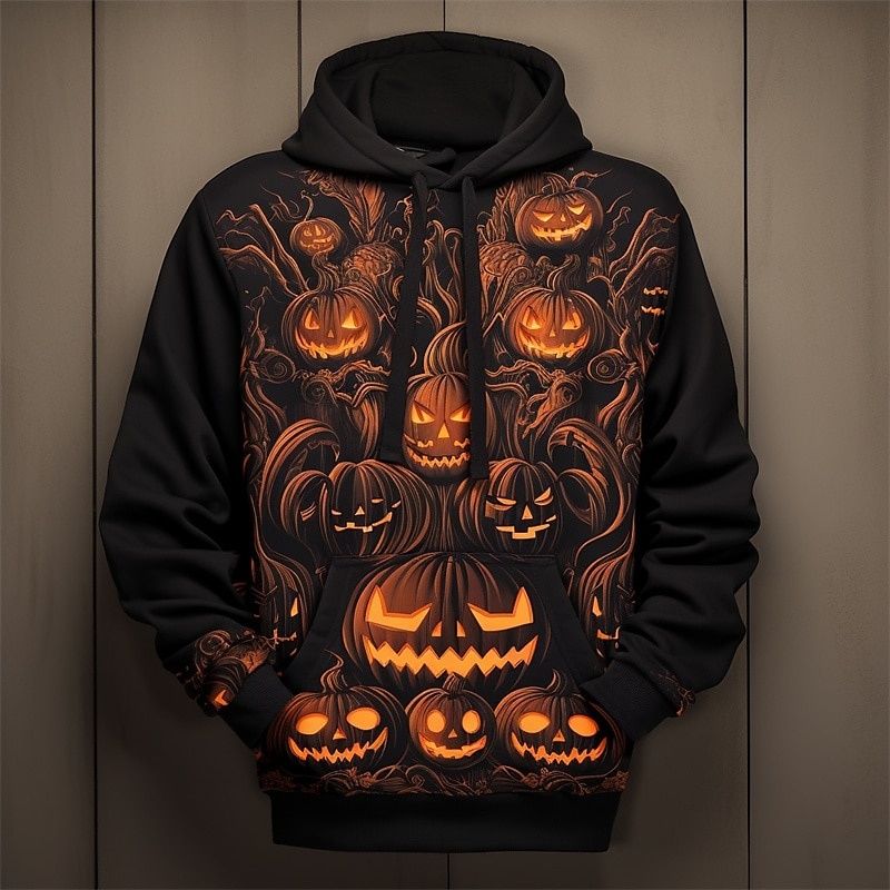 Halloween-Kürbis-Grafik-Hoodie für Herren, verwelkter Baum, 3D-gedrucktes Sweatshirt, Herbst, lässiger Pullover, langärmelige Hoodies, Tops_voghion.com