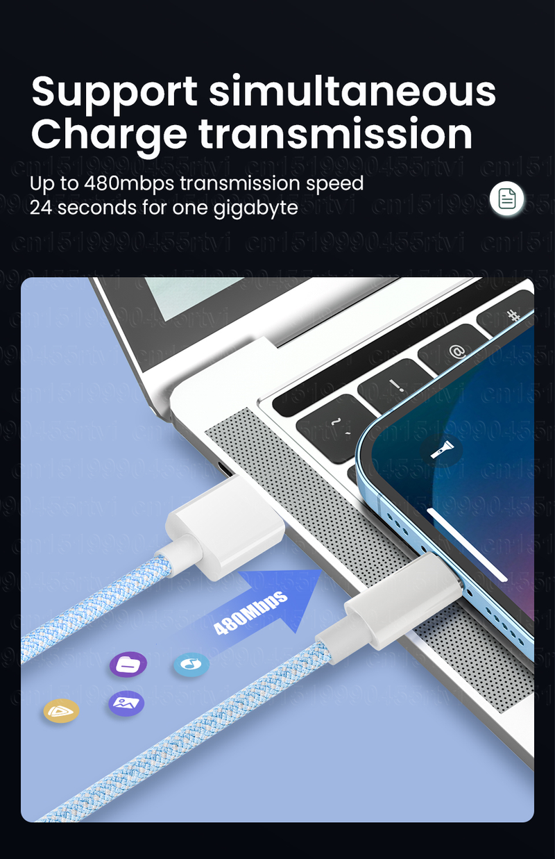 Câble de chargement rapide USB 2,4 a, cordon de chargeur de téléphone portable tressé en Nylon pour iPhone 14 13 12 11 Pro Max XS 6s 7 8_voghion.com