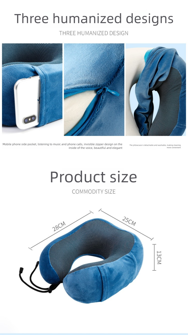 Cuscino da viaggio in memory foam - Supporto cervicale ergonomico ipoallergenico certificato CE per aereo e auto UE Essential_voghion.com
