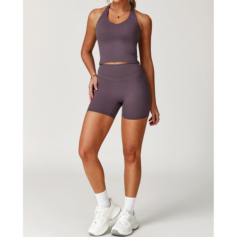 Zechuang Brushed Tight Yoga Elastic High Waist Fitness Clothing For Women Running Sports Set 8863_voghion.com