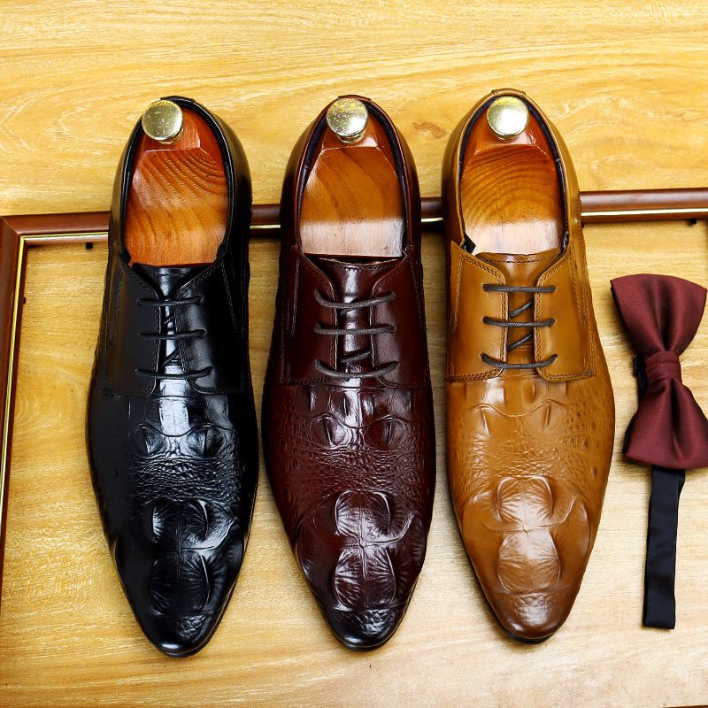 Regal Footwear Herrenschuhe im europäischen Stil mit Krokodilmuster, Leder, große Größe_voghion.com