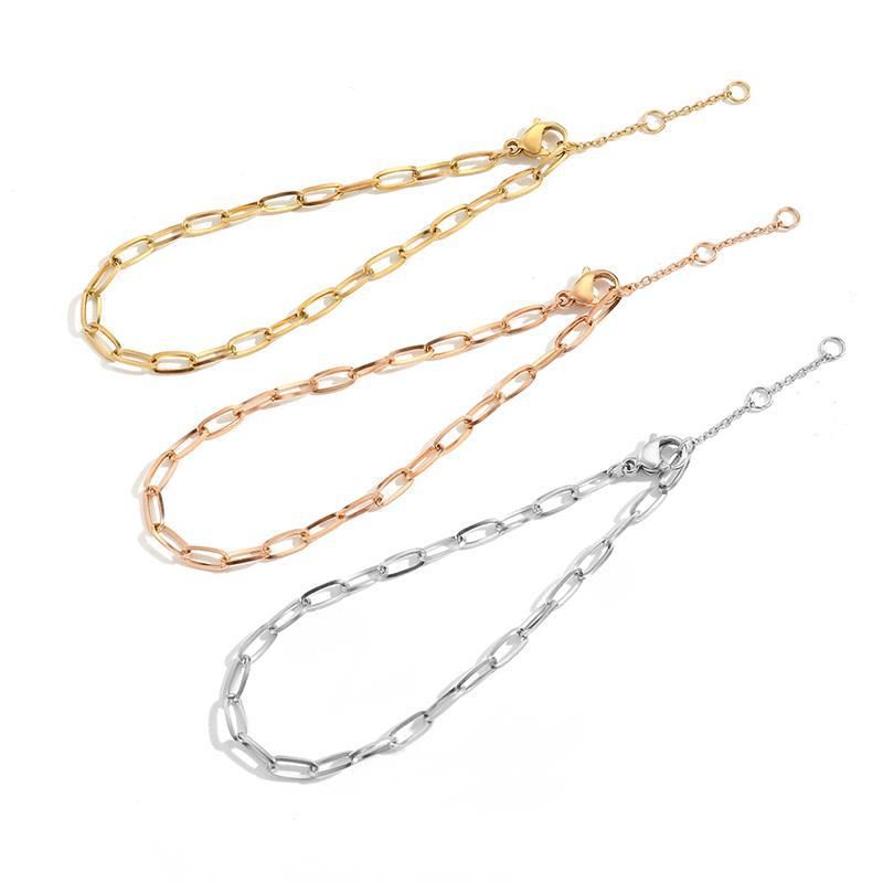 Bracciale rigido semplice da donna St.delan con catena placcata in oro e gioielli in acciaio inossidabile_voghion.com