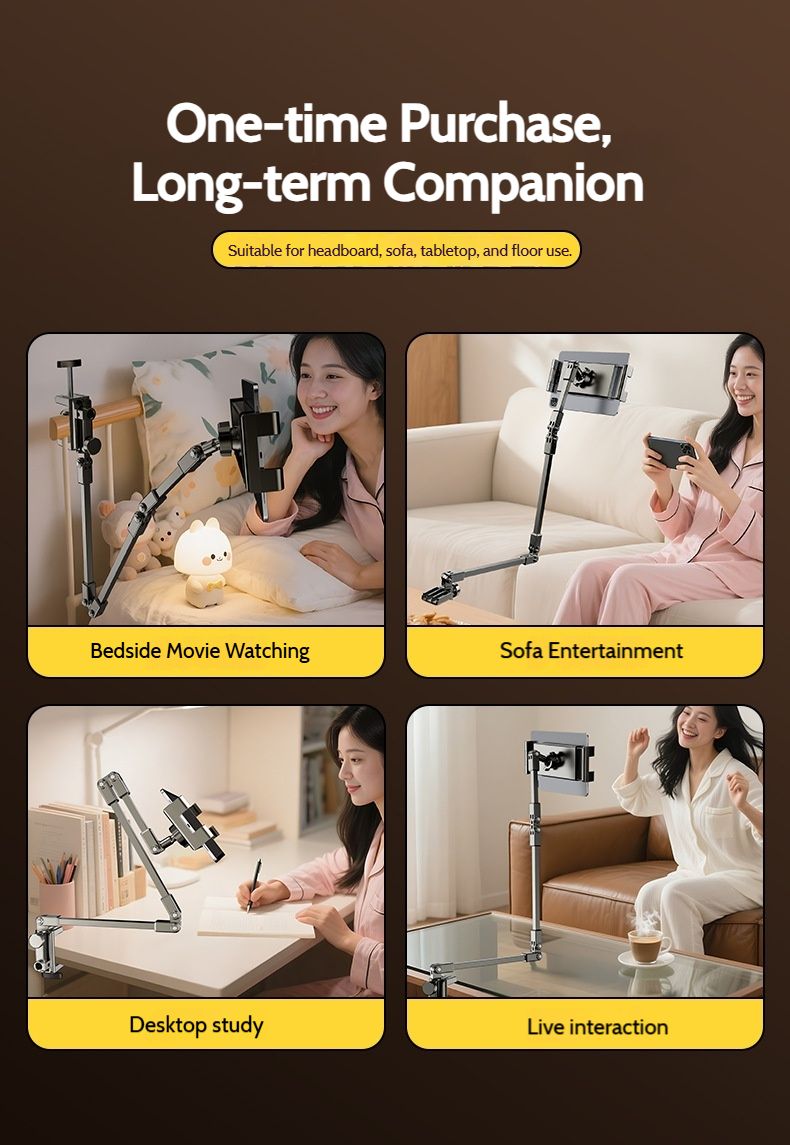 360 Rotating Lazy Bed Mount Stand Metal Arm For IPad Bracket, Compatible With 4.7~12.9 Inch Phones And Tablets_voghion.com