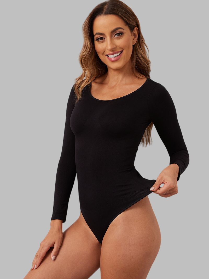 Seamless High-Waisted Shapewear Bodysuit - Slimming Tummy Control & Butt Lift - All-Season Comfort - Black (S/M/L/XL)_voghion.com