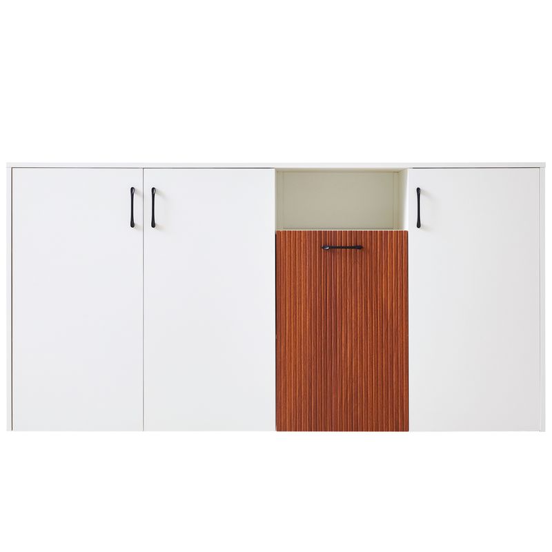 Credenza Weiß 160x80cm Freistehender Holzschrank Für Wohnzimmer_voghion.com