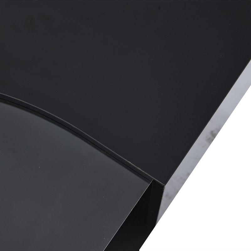 Table basse moderne à LED avec 2 tiroirs, 100 x 50 x 35 cm, plateau en acrylique noir brillant avec éclairage LED, table d'appoint en MDF pour salon et chambre._voghion.com