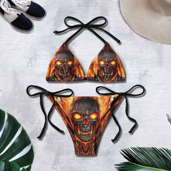 Women's Clothing New Bikini Custom Printed Strap Swimsuit Set Backless Two Piece Swimsuit_voghion.com