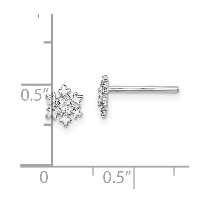 Sterling Silver Rhodium-plated CZ Snowflake Post Earrings_voghion.com