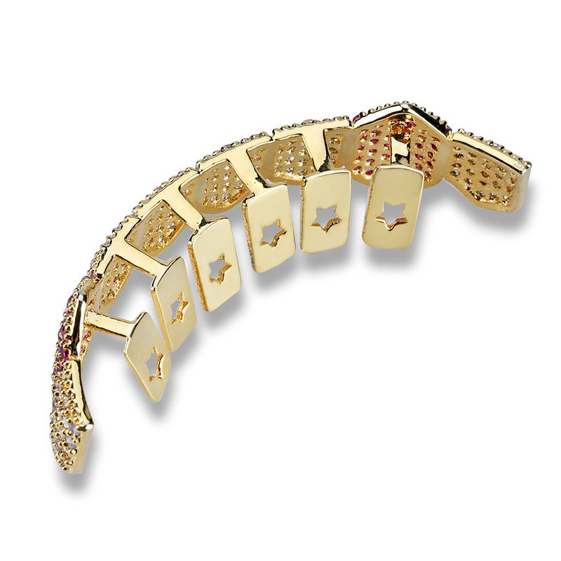 Gioielli Hip Hop per uomo e donna, 8 denti, micro intarsi in zircone, fila singola, denti inferiori, apparecchio in oro, griglie per denti, gioielli per cani_voghion.com