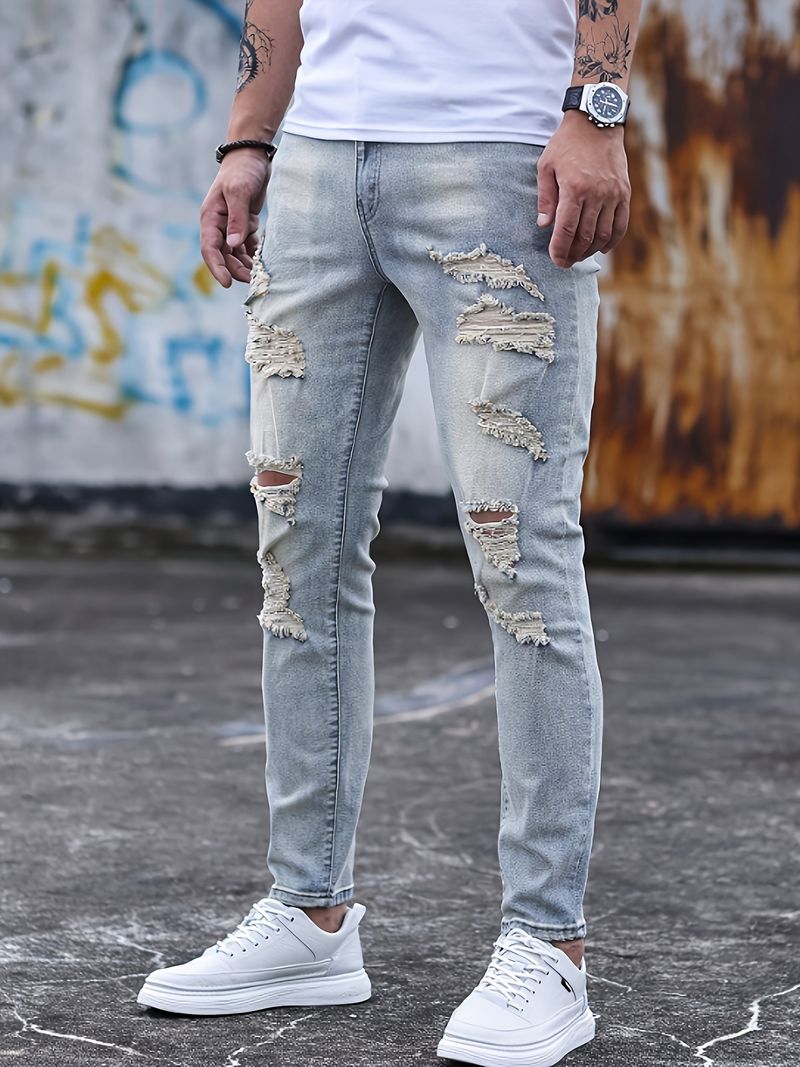 Basis herre skinny tight ripped denim nye herre skinnybukser_voghion.com