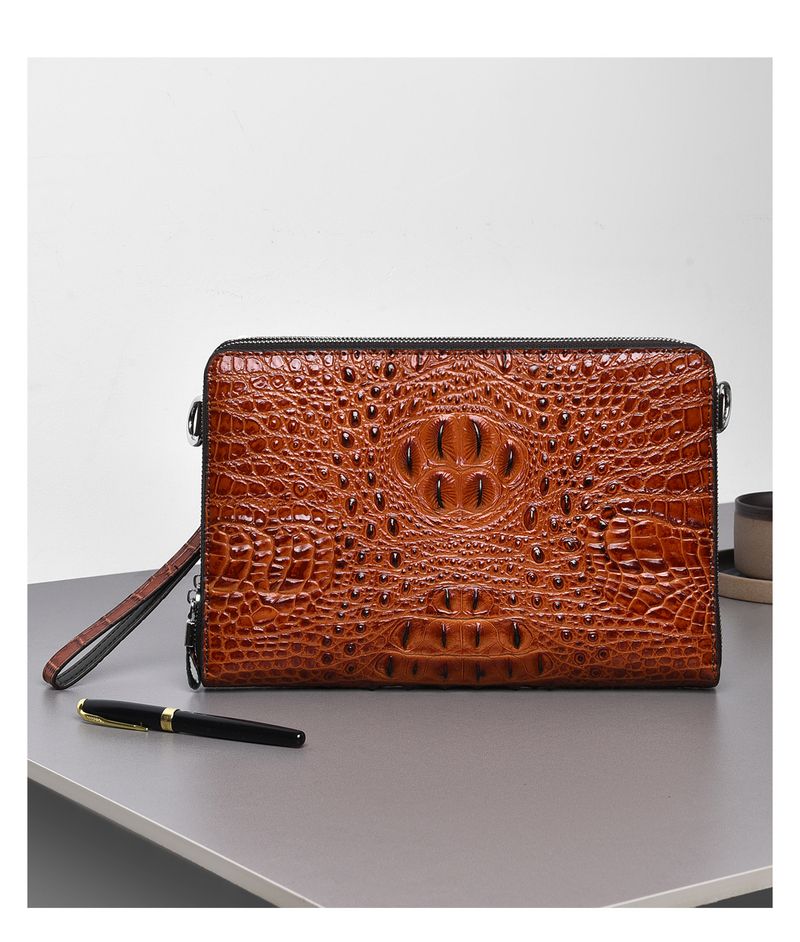 Men's Crocodile Pattern Leather Messenger Bag - Large Capacity Business & Casual Crossbody Bag Multi-Functional Designer Handbag_voghion.com