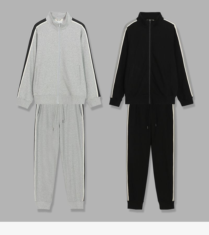 Vīriešu apģērbs Retro modes zīmola brīva apkakle ar rāvējslēdzēju neitrālas krāsas sportisks vienkāršs kontrastkrāsas pāru sieviešu ikdienas uzvalks vīriešiem_voghion.com