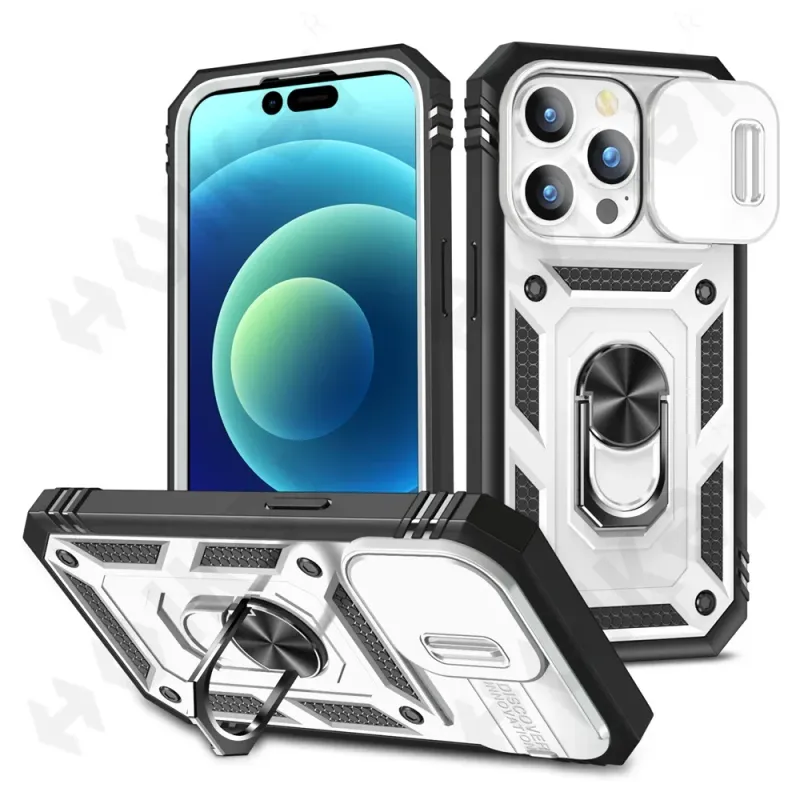 Case For 16 Iphone 15 Max 14 Pro 13 12 11 Slide Camera Heavy Duty Build In 360 Degree Rotate Kickstand Cover_voghion.com