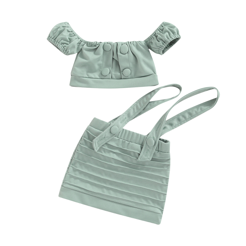 Babykleidung Mädchen Einreihiger Schultermantel mit verstellbarem Schultergurtrock Zweiteiliges Set für Kinder_voghion.com