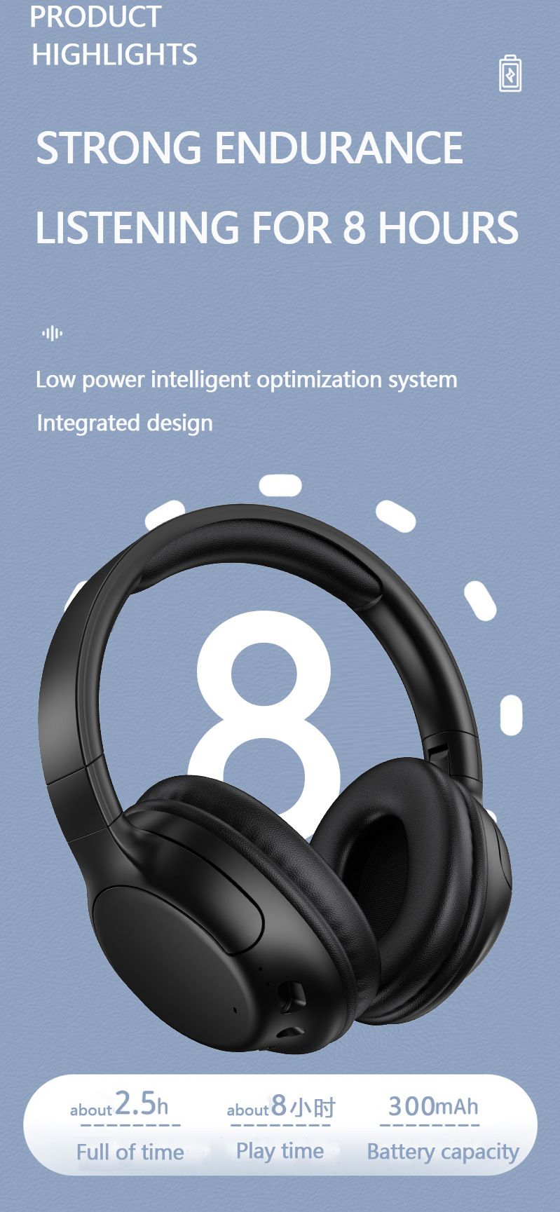 Premium-Bluetooth-Kopfhörer mit Bassverstärkung, Over-Ear-Headset, kabellos, mit langer Akkulaufzeit (Schwarz/Khaki/Blau/Pink/Grün)_voghion.com