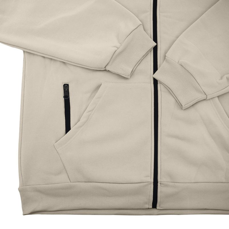 Herrkläder höst och vinter herr enfärgade långärmade byxor med huva sport fritid plus sammet varm tjock kostym_voghion.com