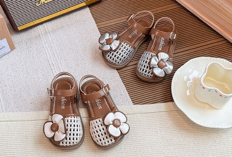 Kinderschuhe Kinder Baotou Woven Hollow Sandalen Sommer Neue Version Mädchen Blume Prinzessin Schuhe mit Rock_voghion.com