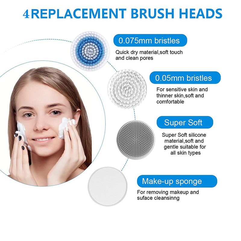 Cepillo eléctrico de limpieza facial con 2 modos, masajeador facial EMS, limpieza profunda de poros, cepillo exfoliante, cuidado de la piel, cepillo facial resistente al agua_voghion.com