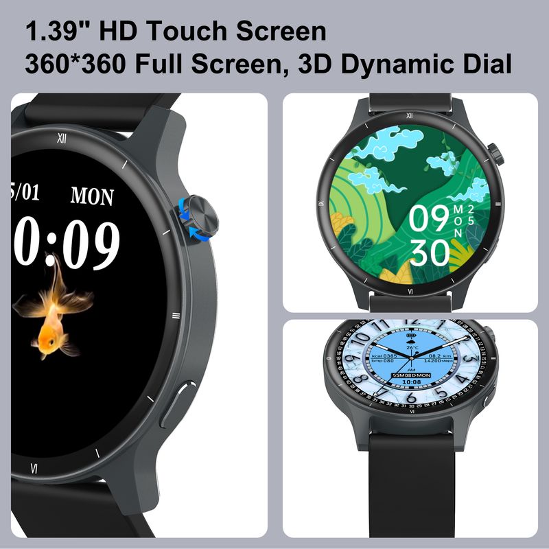 2025 Moderigtigt 3D Dynamisk Urskive Smartur Bluetooth Opkald Kvinders Sundhed Armbånd 1.43” HD Fuld Touchskærm Herre Dame_voghion.com