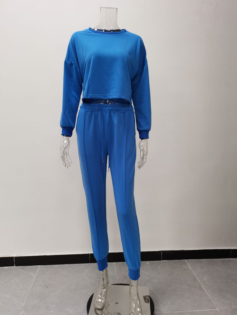 2021 Herbst Winter Neue Damenmode Einfarbig Langarm Jogginghose Zweiteiliges Sport-Casual-Set_voghion.com