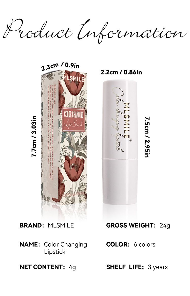MLSMILE 6 Colors Supply Temperature Changing Lipstick Moisturizing And Non Staining Chameleon Shiny Jelly Lipstick_voghion.com