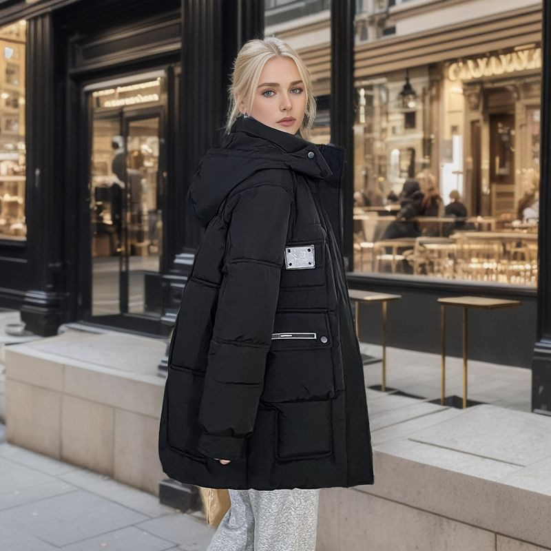 Damen Warme Jacke Wattierte Jacke im langen Winter Neue Dicke Winddichte Warme Wattierte Jacke Ausländische Luft Wattierte Jacke_voghion.com