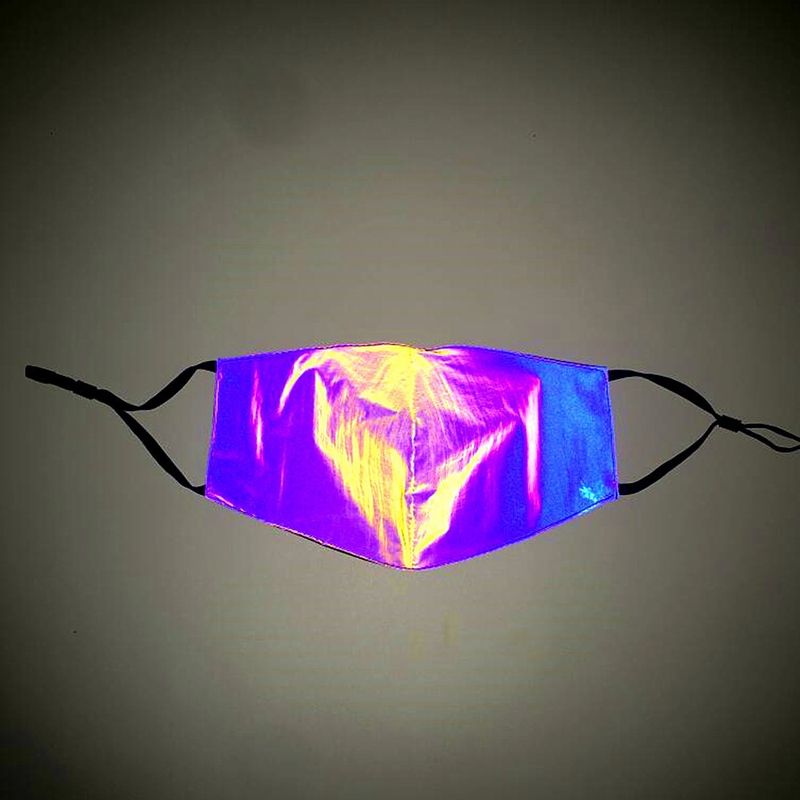 Schlangenhautmuster Pilzdruck Bunte reflektierende modische im Dunkeln leuchtende Gesichtsmaske_voghion.com