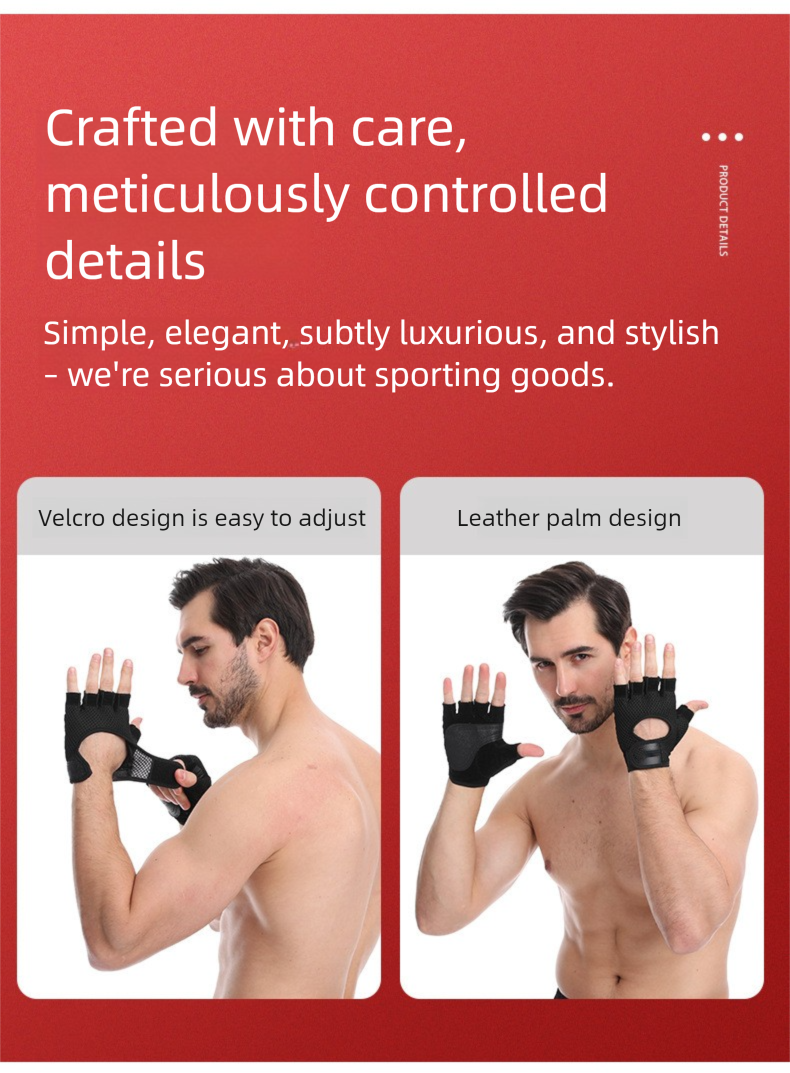 Fitnesshandschuhe für Herren, rutschfeste Halbfinger, Anti-Hornhaut, Gerätetraining, verschleißfest, Kraftunterstützt, Klimmzug_voghion.com