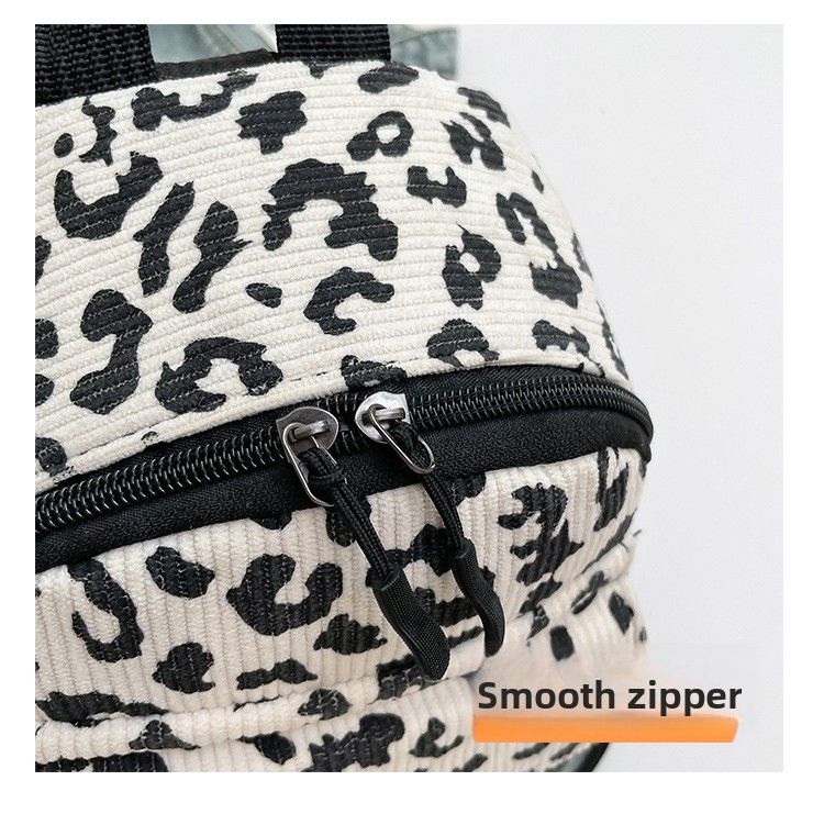 Women's Bag New Leopard Print Shoulder Bag Oblique Span Bag Double Shoulder Multi-purpose Backpack Corduroy Large-capacity Bag_voghion.com