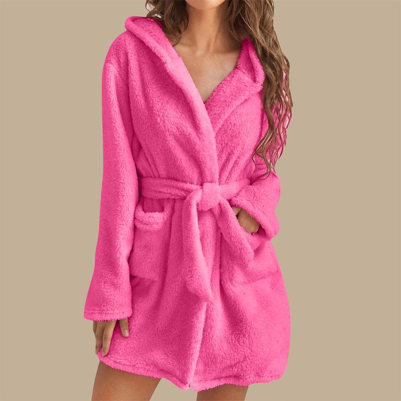 Men's autumn and winter warm bathrobe hooded home clothes plush pajamas robe_voghion.com