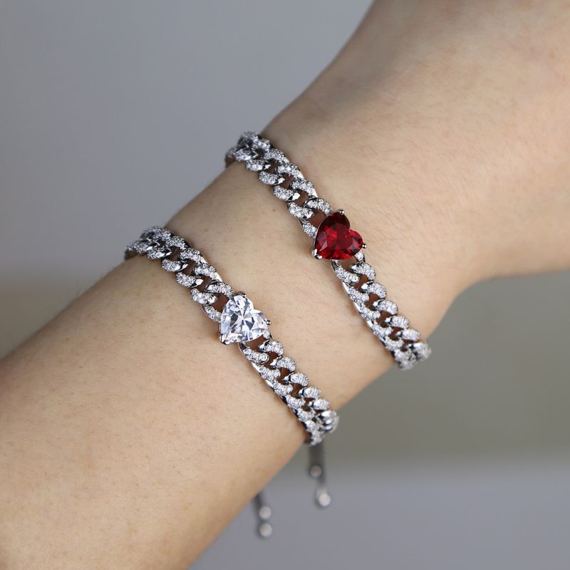 Damessieraden Hartvormige Zirkonia Kettingarmband Hip Hop Volledige Diamanten Armband_voghion.com