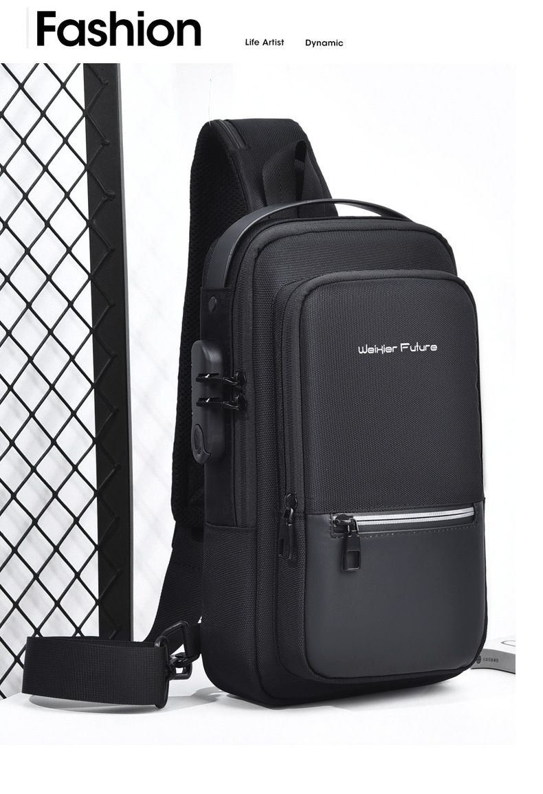 Fashionable Backpack Messenger Bag For Men Men's Shoulder Bag Large Capacity USB Oxford Waterproof Sports Chest Bag_voghion.com