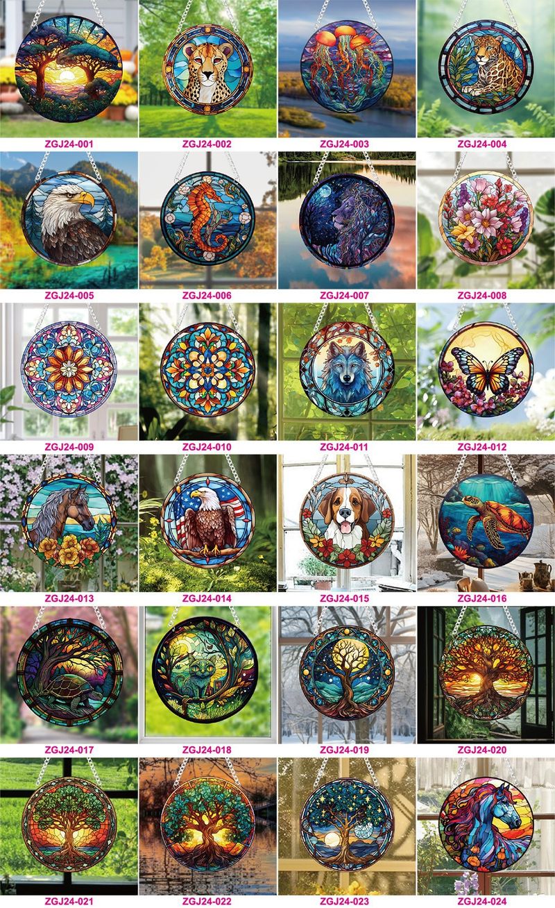 Mazzi di fiori, ciondolo per la casa Suncatcher in acrilico stampato su entrambi i lati, catena e ventosa per la consegna_voghion.com