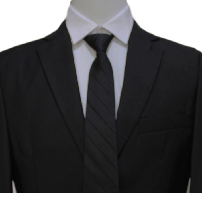 Cravatta da uomo, elegante, da donna, da sposo, da matrimonio, a righe sottili, blu e nera, senza cerniera, 8 cm_voghion.com