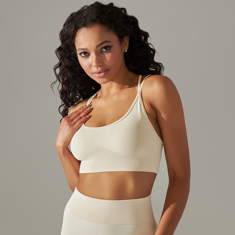 Damkläder sömlösa stickade enfärgade vacker rygg andas cross sport bh löpning fitness yoga bh topp_voghion.com