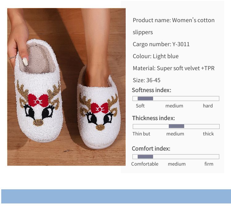 Weihnachten neues Zuhause süße Cartoon Hirsch Baumwollpantoffeln für Männer und Frauen Paare warme Baumwollpantoffeln_voghion.com