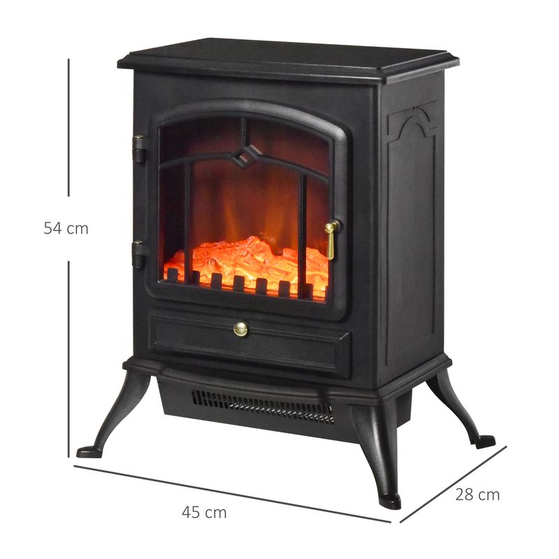 Elektrokamin mit Flammeneffekt 1000/2000W, 45x54cm, Schwarz_voghion.com