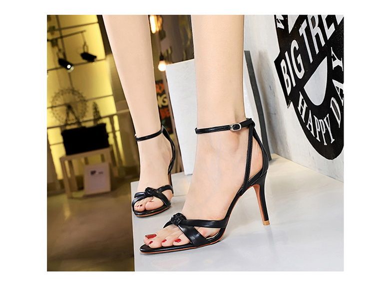 927-A6 Fashion Hollow Open Toe Cross Strap Summer High Heel Women's Shoes with Sandals_voghion.com