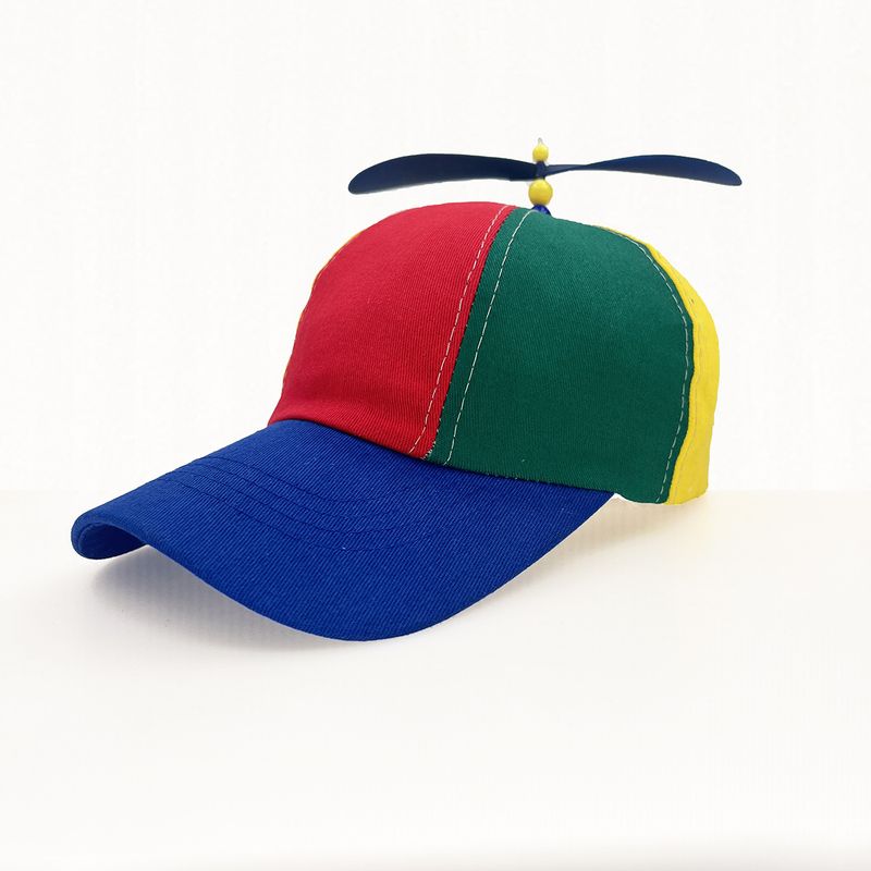Casquette de baseball créative à hélice détachable en bambou pour enfants, pare-soleil pour printemps et été, casquette à bec de canard pour parents et enfants_voghion.com